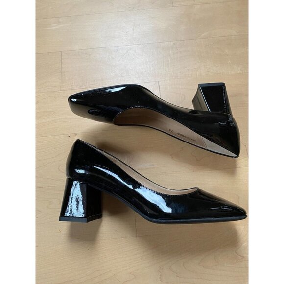 Ron White "Lizbeth" square toe block heel BNWT Italy black pump patent - Picture 4 of 9